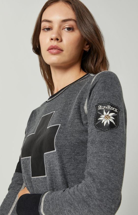 Alp N Rock Helvetica Crew Neck Sweatshirt - Heather Black - Soft & Comfortable Pullover for Men & Women - Perfect for Casual Wear, Gym, and Outdoor Activities
