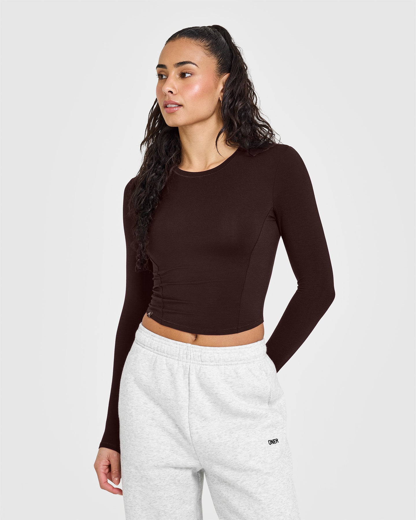 Mellow™ Soft Mid Long Sleeve Top - 70% Cocoa Brown Women's Casual Shirt | Perfect for Fall Layering, Coffee Dates & Weekend Outfits