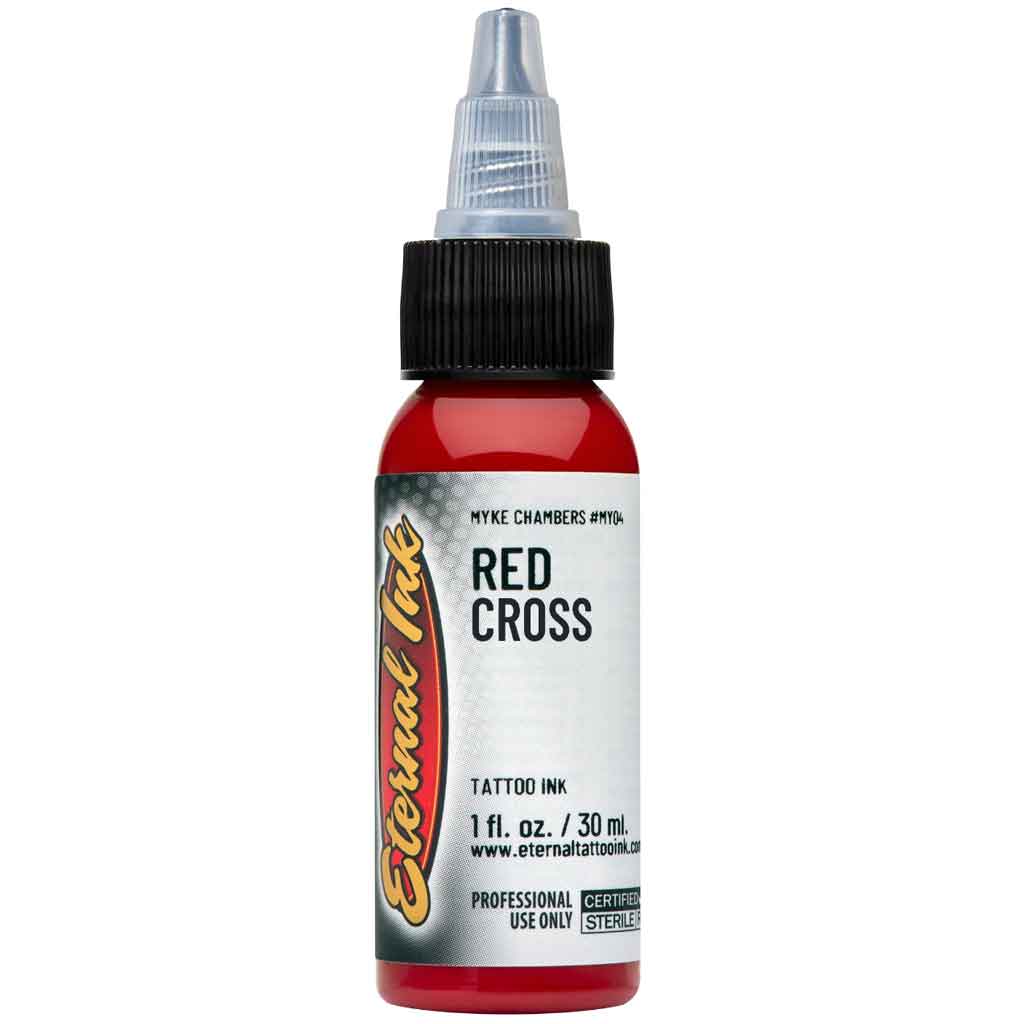 Red Cross Eternal Ink - 1 oz Permanent Tattoo Ink for Professional Artists - Ideal for Tattooing, Body Art, and Permanent Makeup