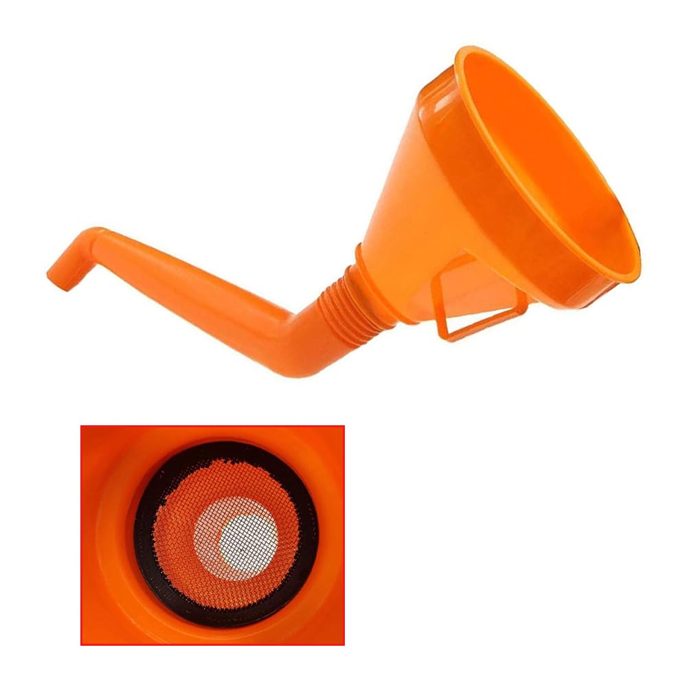 Right Angle No-Spill Oil Funnel - Flexible Long Neck Extension for Automotive & Motorcycle Fluid Transfer | Multi-Function Plastic Funnel for Easy Engine Oil, Coolant & Fuel Filling | Perfect for DIY Car Maintenance & Garage Use