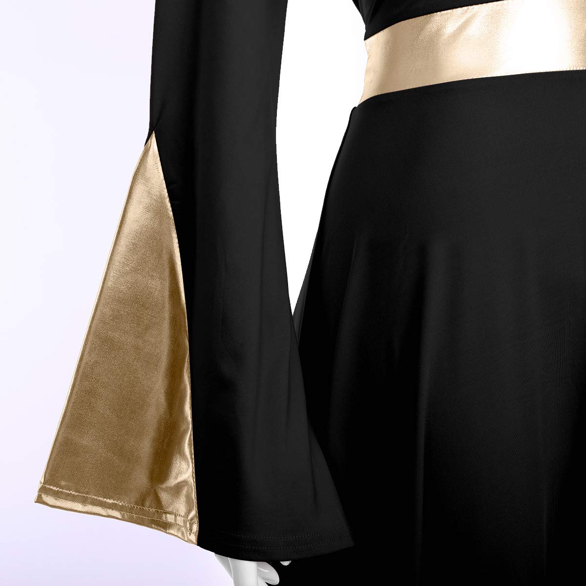 IMEKIS Women's Metallic Color Block Liturgical Dance Dress - Worship & Praise Costume for Church Performances & Special Events