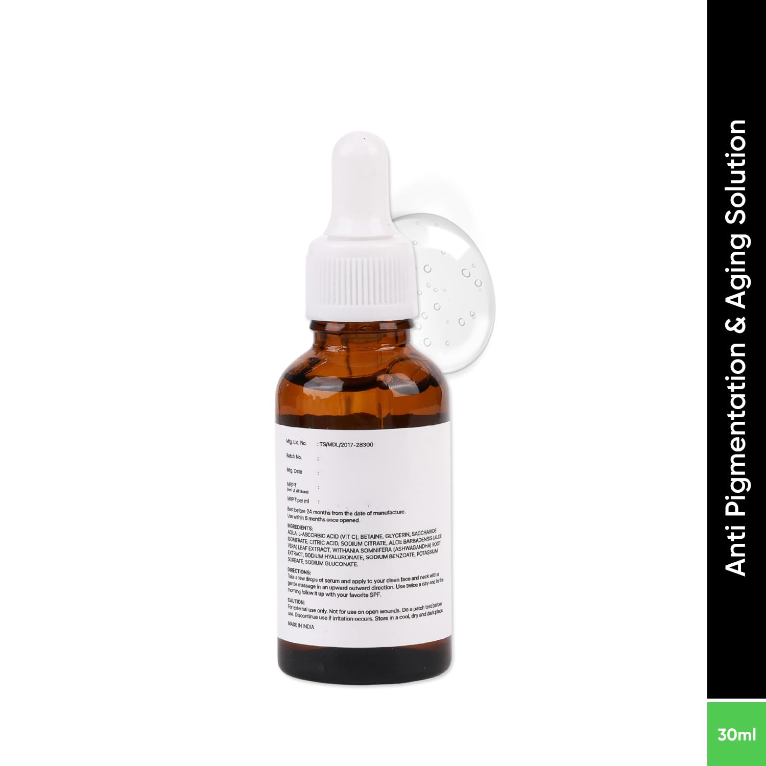 UNDERATED Vitamin C Serum for Face - 10% L-Ascorbic Acid & 3% Betaine with Ashwagandha & Aloe Vera | Brightening Serum for Glowing Skin, Moisture Lock, Even Skin Tone & Texture Revival | 30ml | Perfect for Daily Skincare Routine & Anti-Aging Treatment