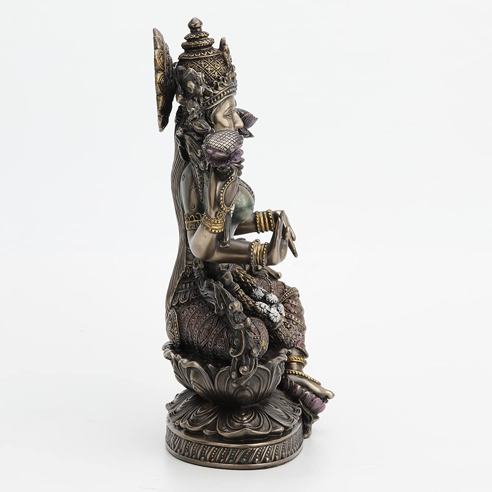 Veronese Design 9.5 Inch Lakshmi Hindu Goddess Statue - Cold Cast Bronzed Resin, Sitting on Lotus, Religious Figurine & Spiritual Collectible - Perfect for Home Altar, Meditation Space, or Cultural Decor
