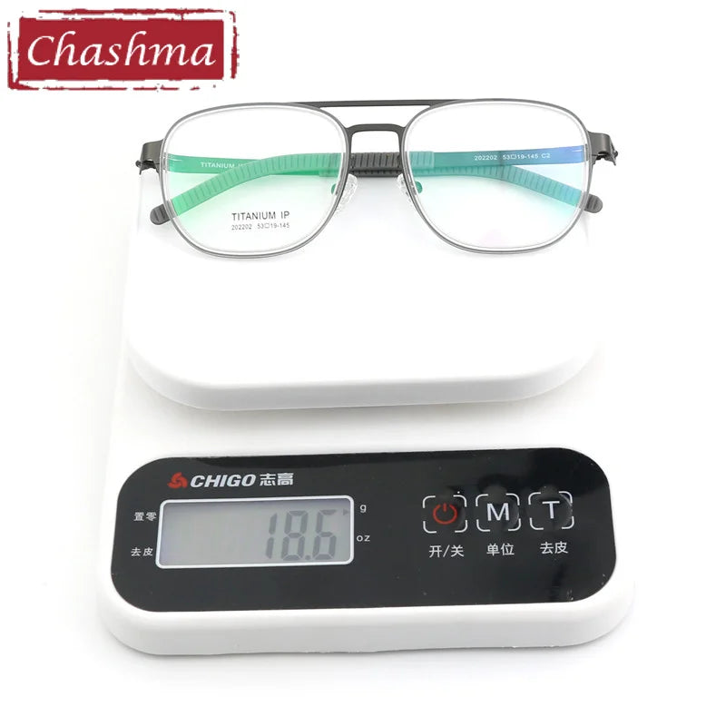 Unisex Titanium Square Full Rim Double Bridge Eyeglasses 4422 - Stylish & Durable for Work, Reading & Everyday Wear