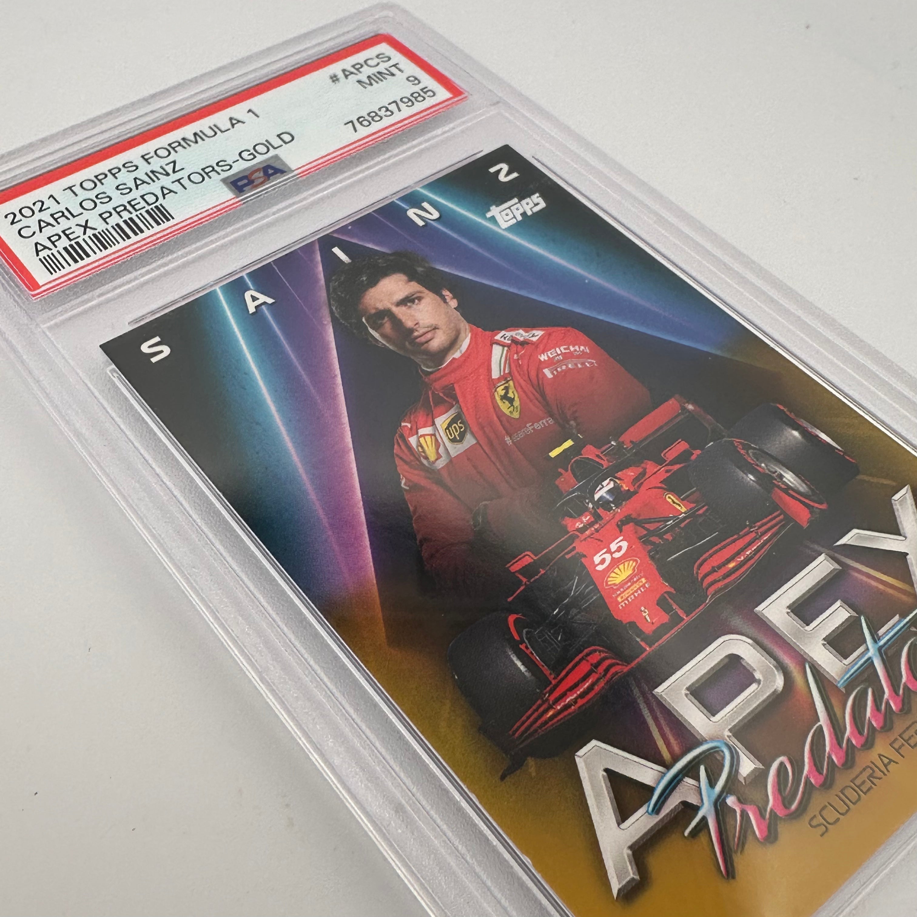 PSA 9 Graded 26/50 Carlos Sainz #APCS Apex Predators Gold Parallel - Rare Trading Card for F1 Collectors & Motorsport Fans, Perfect for Display & Investment