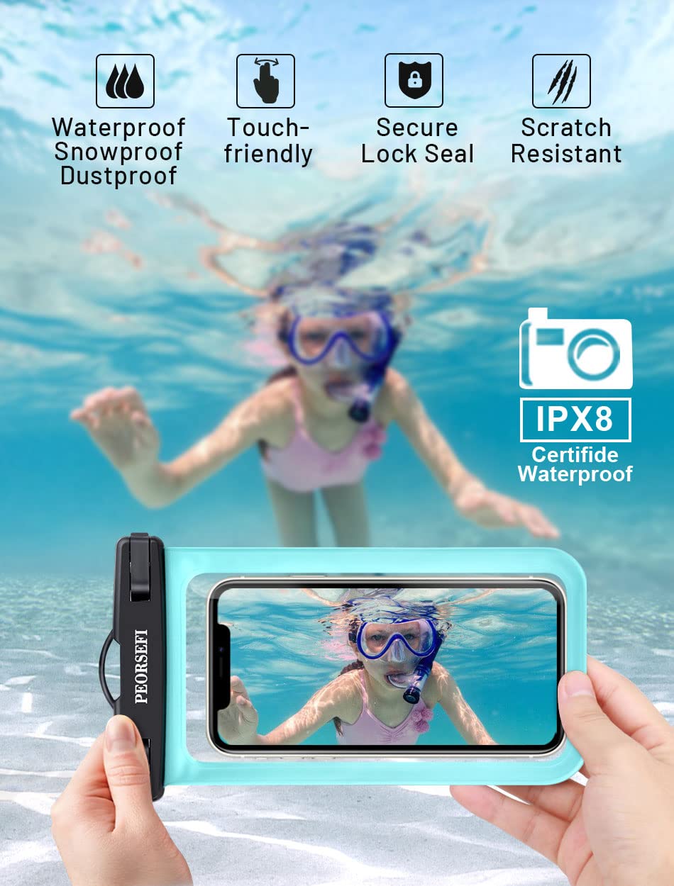 **Universal Waterproof Phone Pouch - IPX8 Waterproof Phone Case for iPhone 16/15/14/13/12 Pro Max/XS Plus & Galaxy S24+/S23 (Up to 7