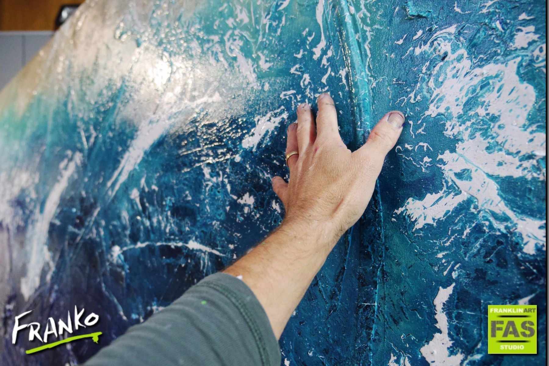 Blue Abstract Ocean Painting 270cm x 120cm - Large Wall Art for Living Room, Bedroom & Office Decor