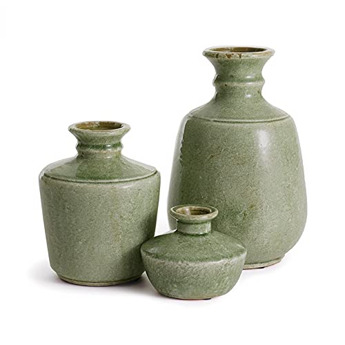 Napa Decorative Ceramic Reliquary Bottles - Handcrafted Set of 3 for Home Decor, Shelf Display & Gift Giving - Perfect for Living Room, Bedroom or Office Decorations