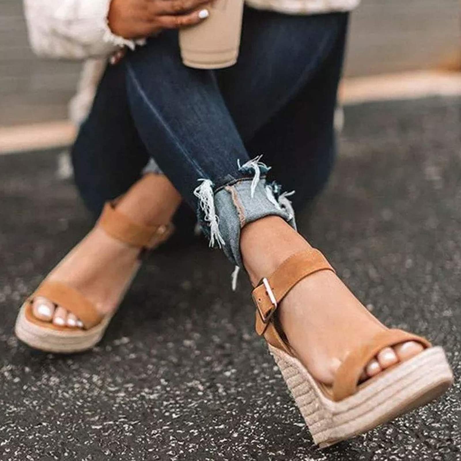 UTIKLIOU Women's Platform Wedge Sandals - Open Toe Summer Casual Heels for Beach, Vacation & Everyday Wear
