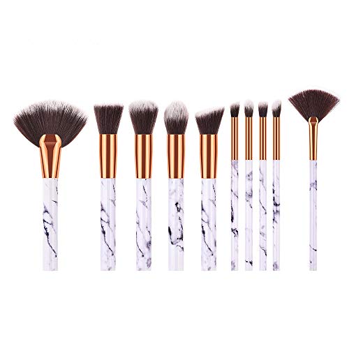 Professional 10-Piece Makeup Brush Set - Eyeshadow, Eyeliner, Powder, Foundation & Lip Brushes with Mini Travel Pouch | Perfect for Makeup Artists, Beginners & On-The-Go Touch Ups