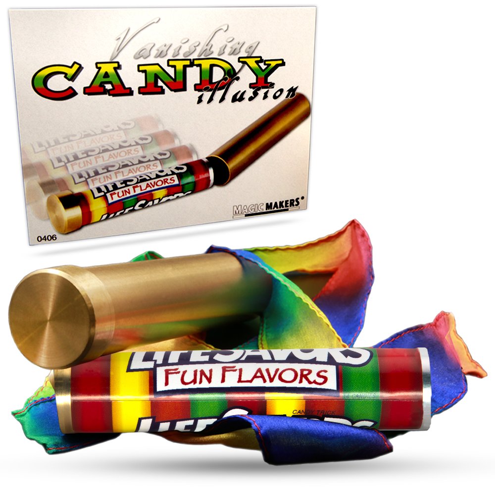 Magic Makers Vanishing Candy Illusion Trick - Candy Transforms into Silk Streamer | Fun Magic Show Prop for Kids & Beginners