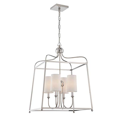 Libby Langdon for Crystorama Sylvan 4-Light Polished Nickel Chandelier - Modern Crystal Ceiling Light Fixture for Dining Room, Living Room & Bedroom Decor