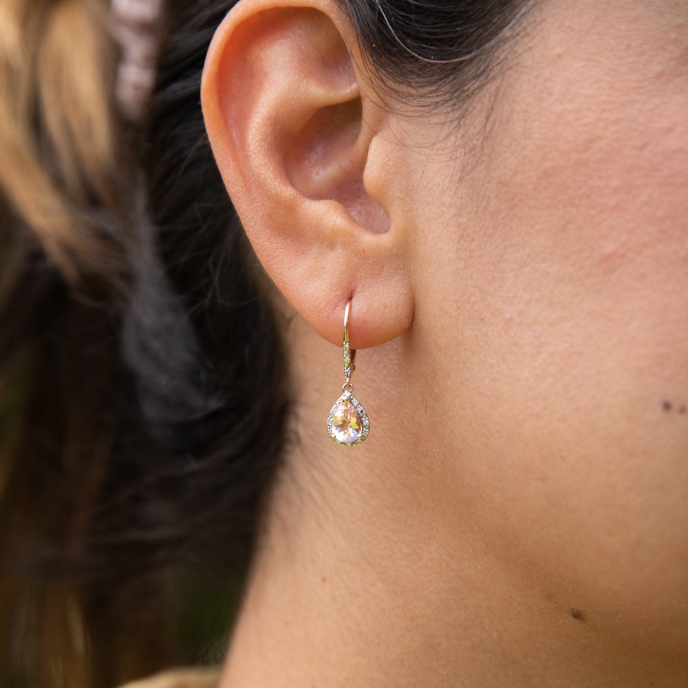 1.20 Carat Morganite Pear & Diamond Drop Earrings in 9ct Rose Gold - Elegant Dangling Jewelry for Weddings, Parties & Special Occasions