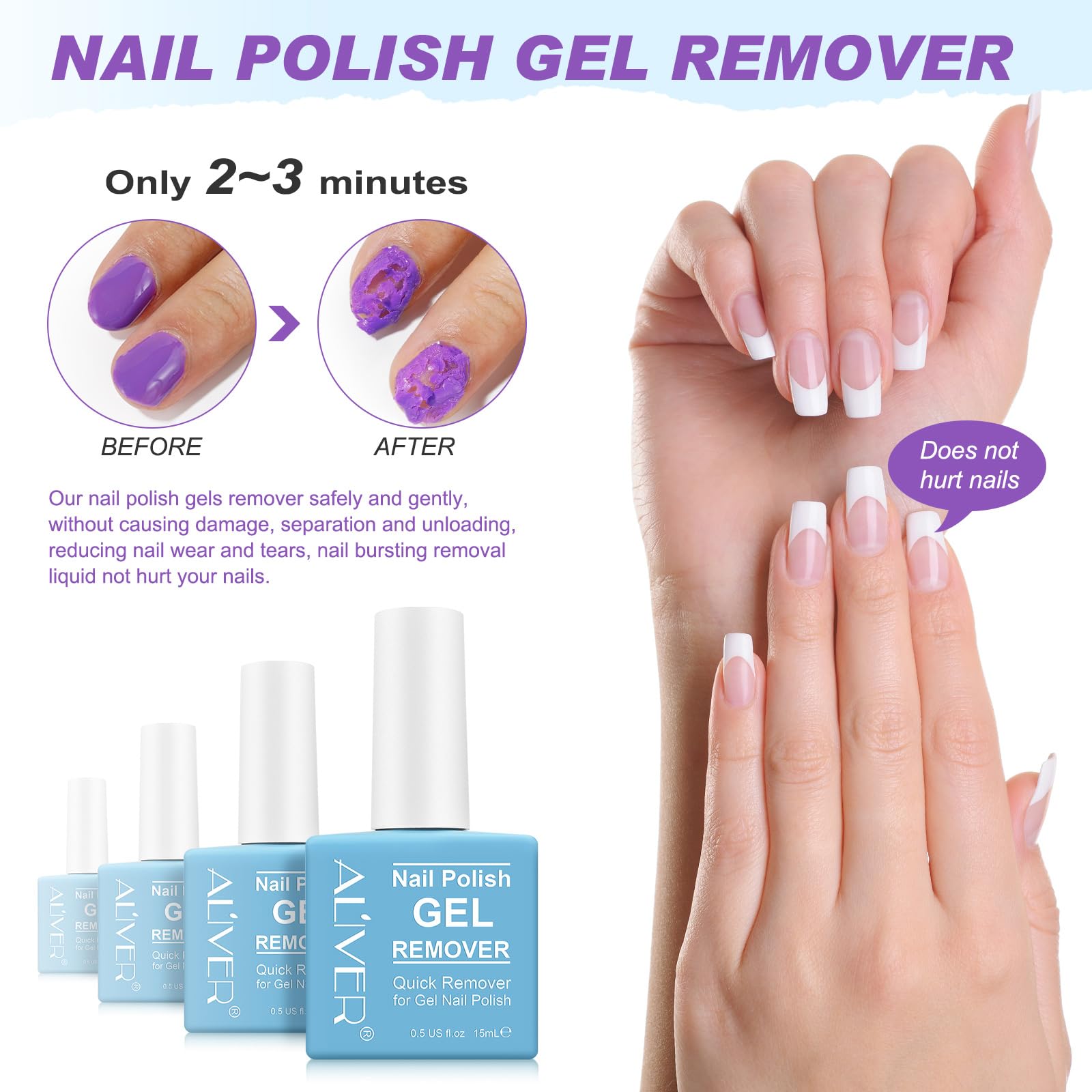 Fast-Acting Gel Nail Polish Remover Kit - 2-3 Minute Soak-Free Removal, Gentle on Nails, No Foil Needed with Bonus Nail Scraper (15ml) - Perfect for Salon & At-Home Manicures
