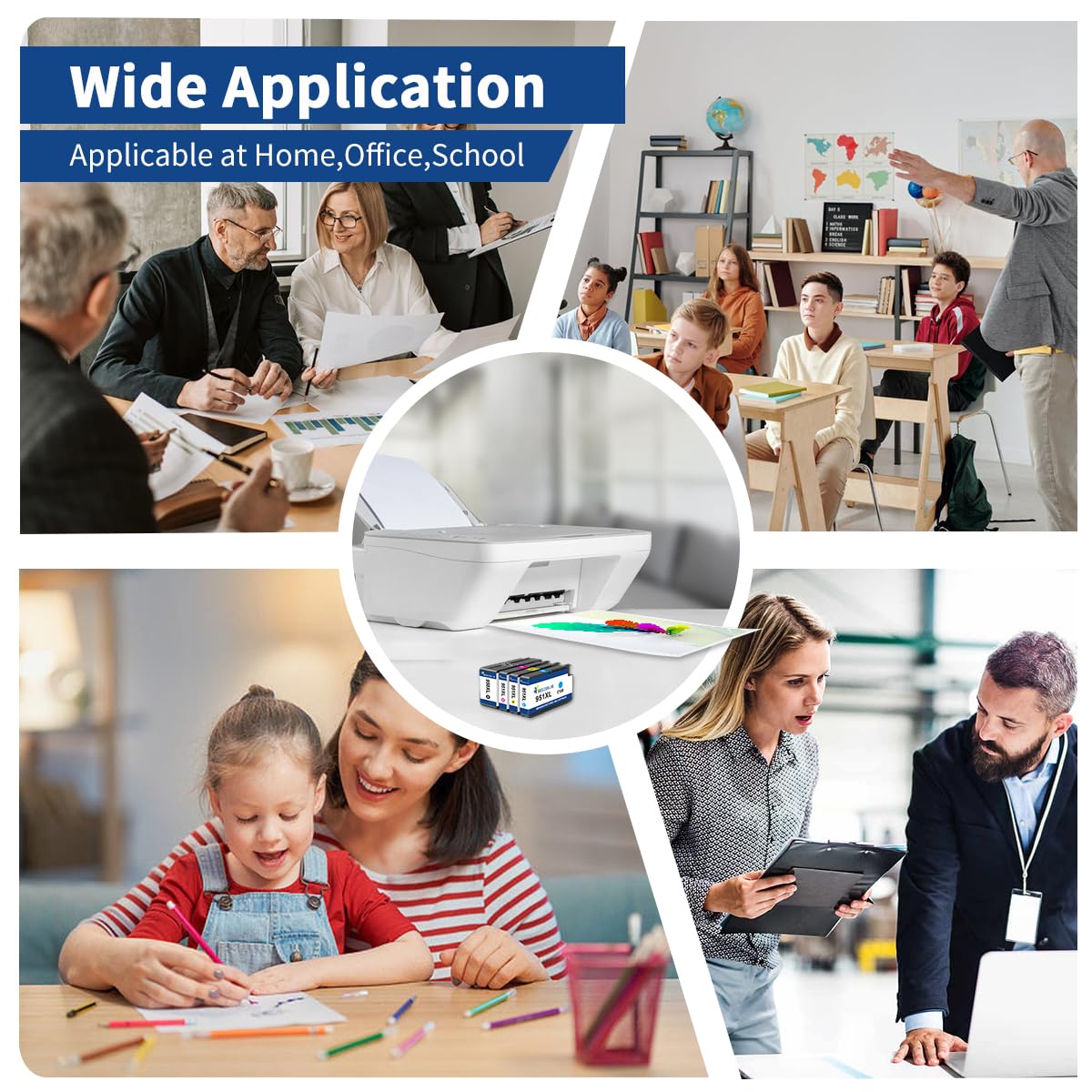 HP 902XL Ink Cartridge Combo Pack - High Yield Black, Cyan, Magenta, Yellow - Compatible with HP OfficeJet 6950-6978, 6960-6968 Printers - Perfect for Home & Office Printing, Documents, Photos, and School Projects