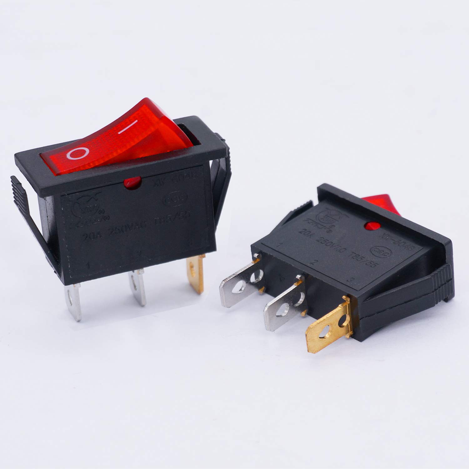 8Pcs Mini Boat Rocker Switch KCD3-101 & KCD3-101N-R - 2 Pin & 3 Pin Toggle Switches with Red Light Illumination for Marine, Automotive, and DIY Electronics Projects