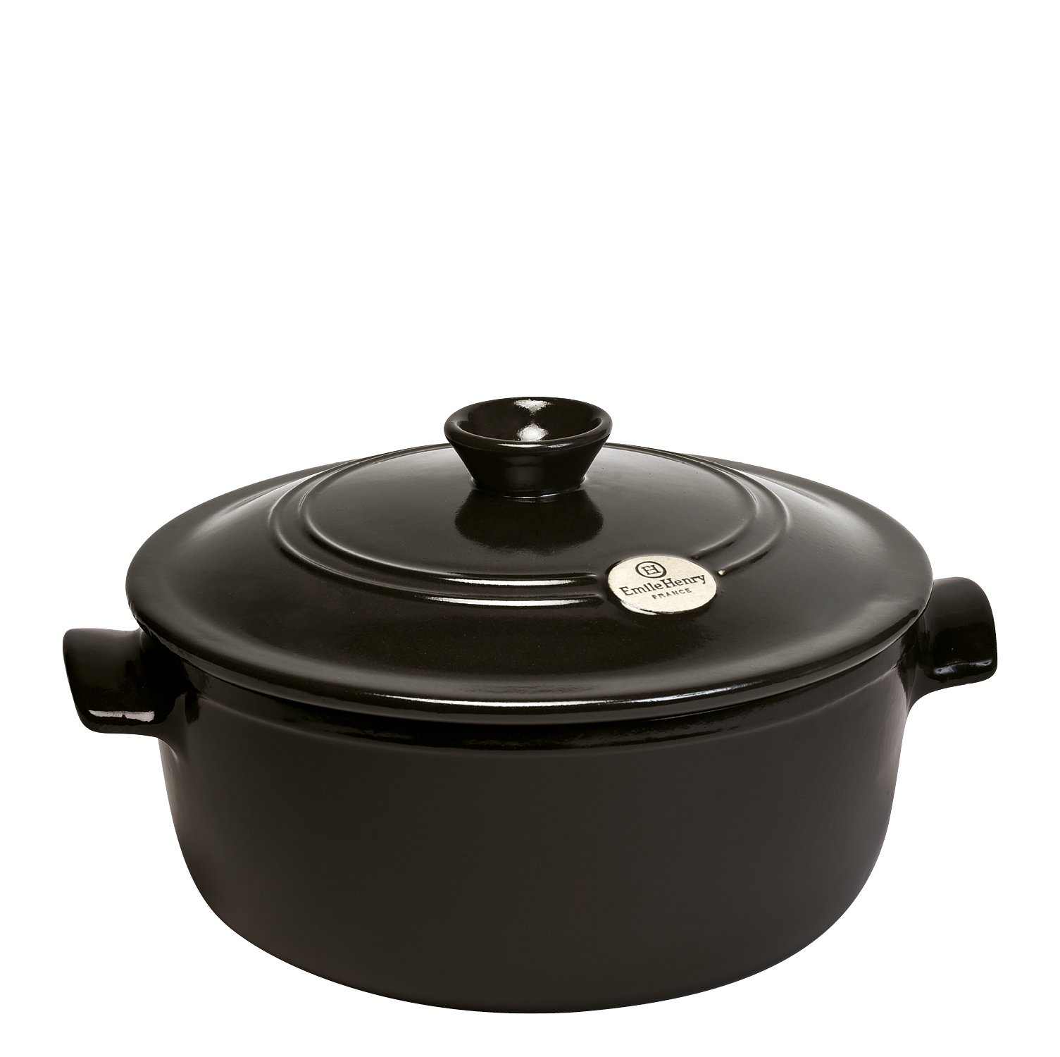 Emile Henry Flame Round Dutch Oven 4.2 Quart - French Ceramic Stewpot with Lid, Charcoal Color - Perfect for Slow Cooking, Braising & Baking Bread - Ideal for Stovetop, Oven & Campfire Use