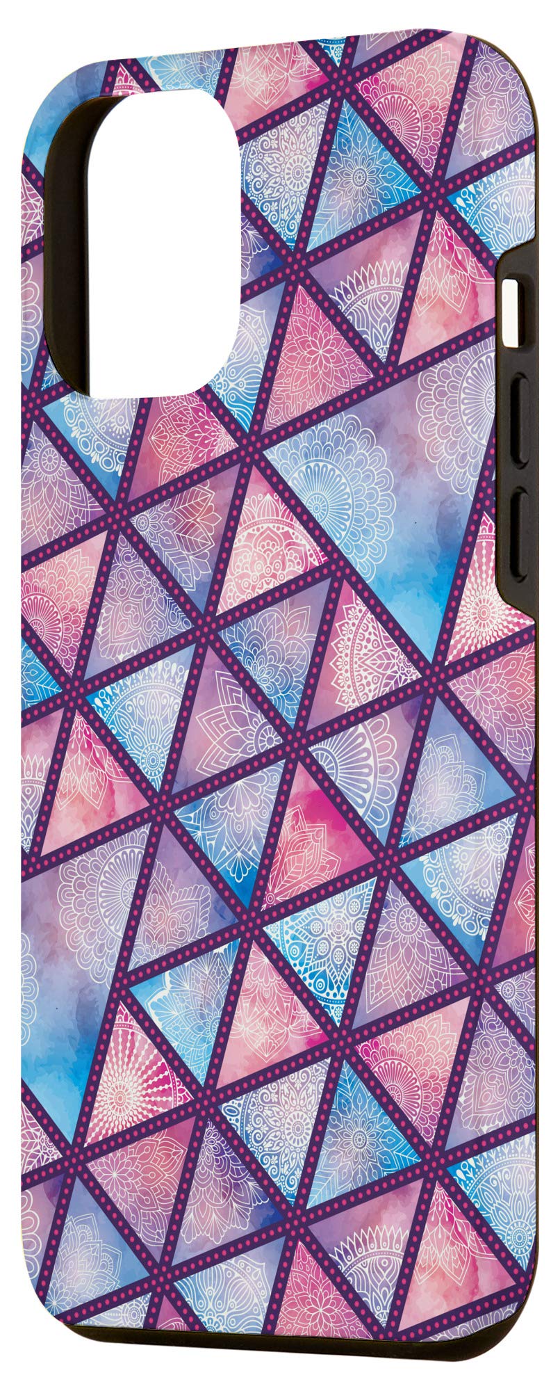 iPhone 12 Pro Max Case - Paisley Wildflower Triangle Mandala Design Protective Cover | Trendy Phone Case for Women & Men | Perfect for Daily Use, Travel & Gift Giving