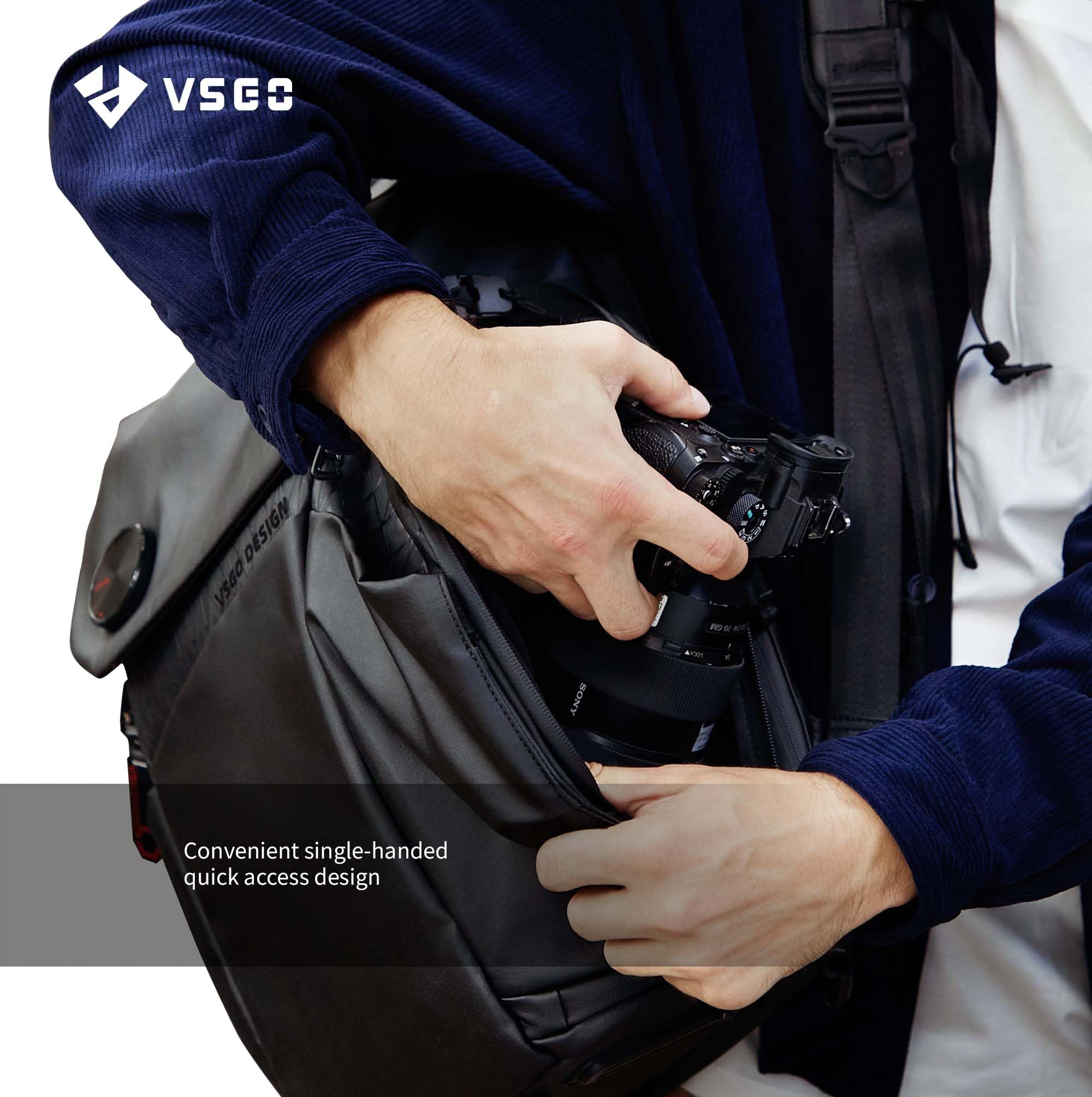 VSGO 25L Professional DSLR Camera Backpack - Waterproof Large Capacity Photography Bag for Canon, Nikon, Fujifilm - Travel & Commuting with 17.3-Inch Laptop Compartment - Perfect for Outdoor Shooting, Air Travel & Daily Photography