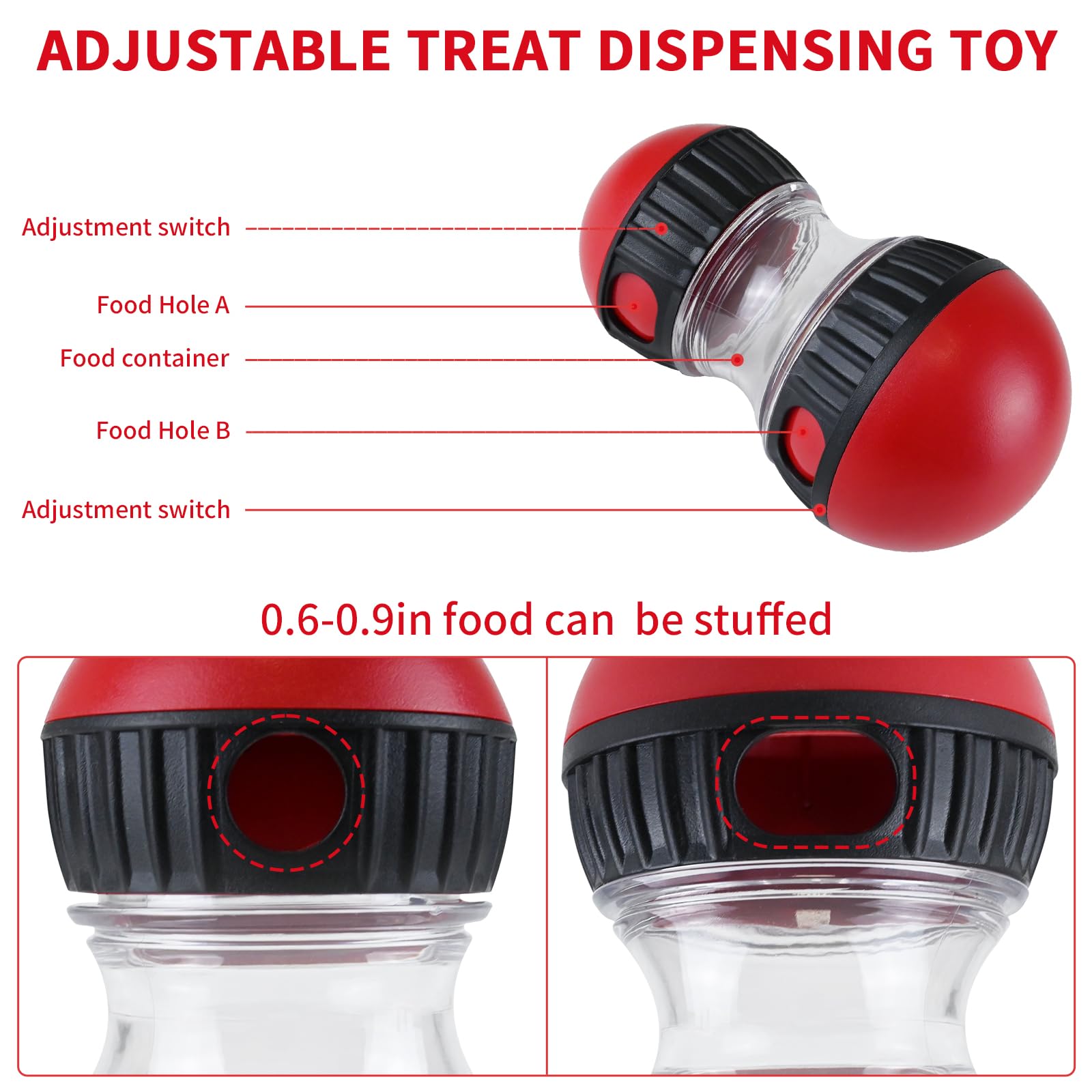 Interactive Treat Dispensing Dog Toys - Mental Stimulation Puzzle Toy for Small Dogs - Red - Perfect for Boredom Relief & Training Rewards