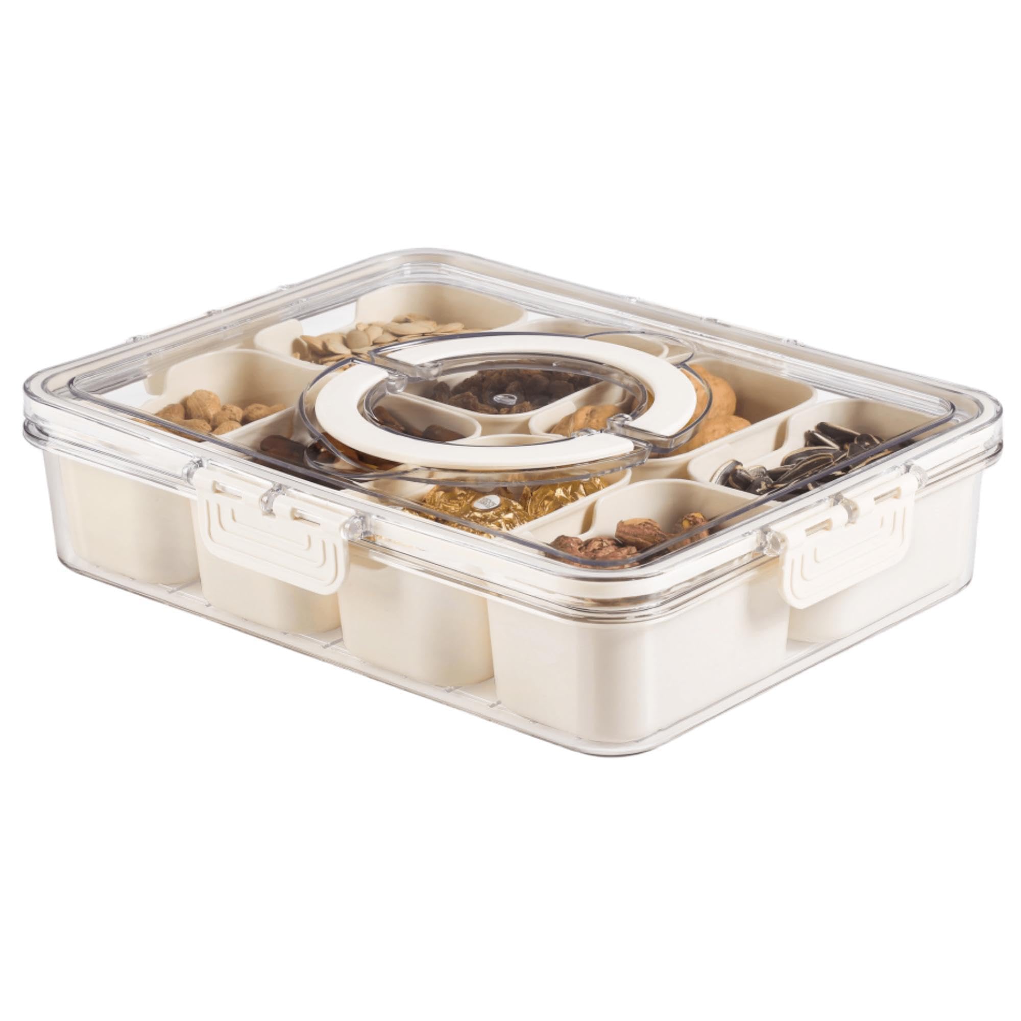 Bandesun Divided Snack Tray with Lid - Portable Charcuterie Box for Candy, Fruits, Nuts - Perfect for Parties & Picnics