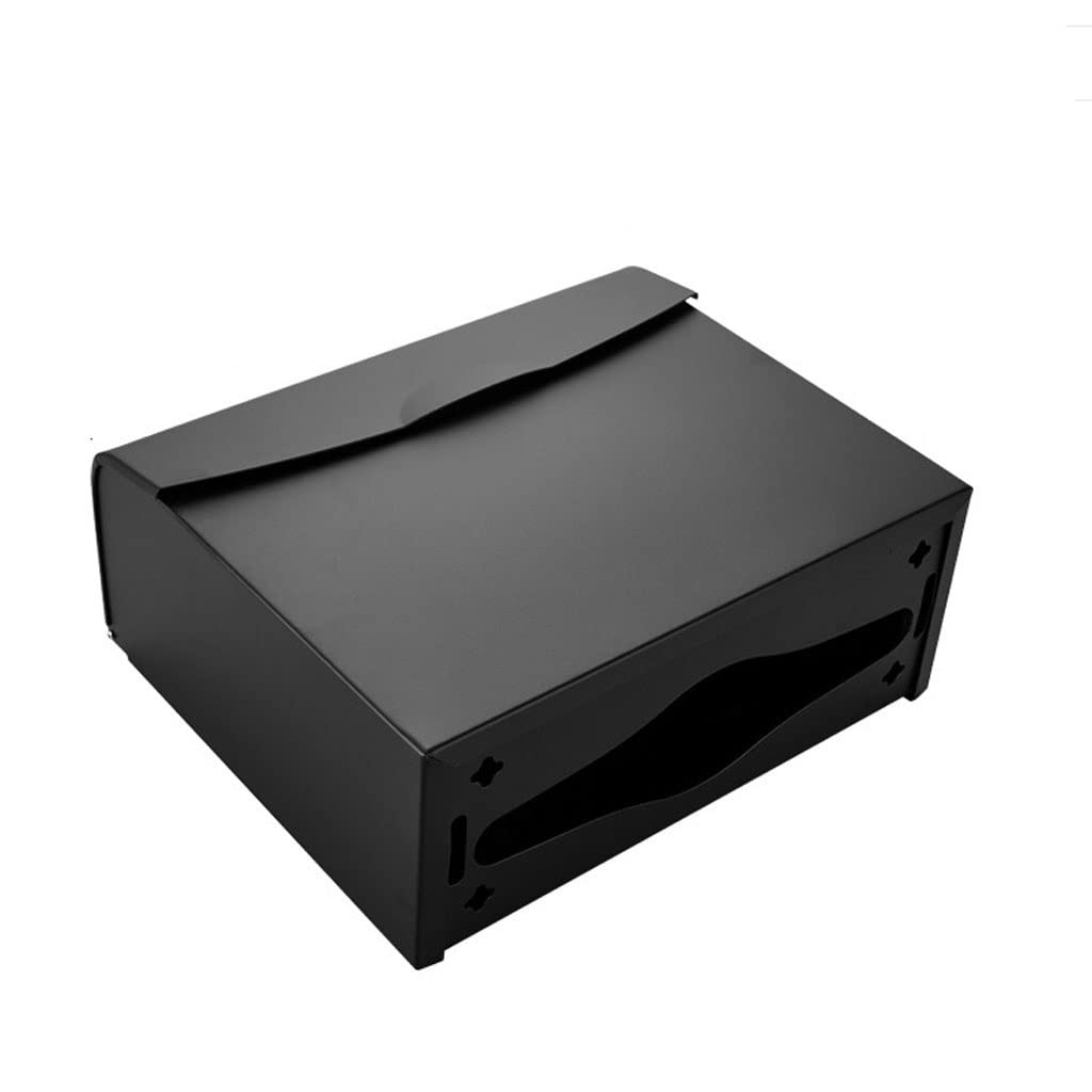 Wall-Mounted Multi-Function Tissue Box Cover Holder - Black Bathroom & Kitchen Napkin Dispenser for Home, Hotel, Office | Space-Saving Paper Storage Solution