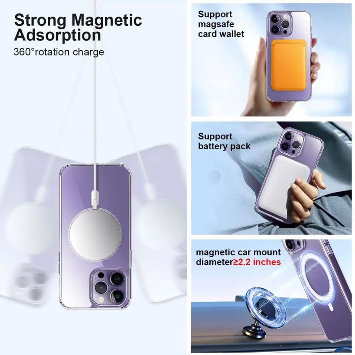 Clear Magnetic Phone Case for iPhone 14 Pro Max | Military-Grade Protection | MagSafe Compatible | Anti-Yellowing Hard Back & Shock-Absorbing Corners | Perfect for Outdoor Activities, Work & Travel