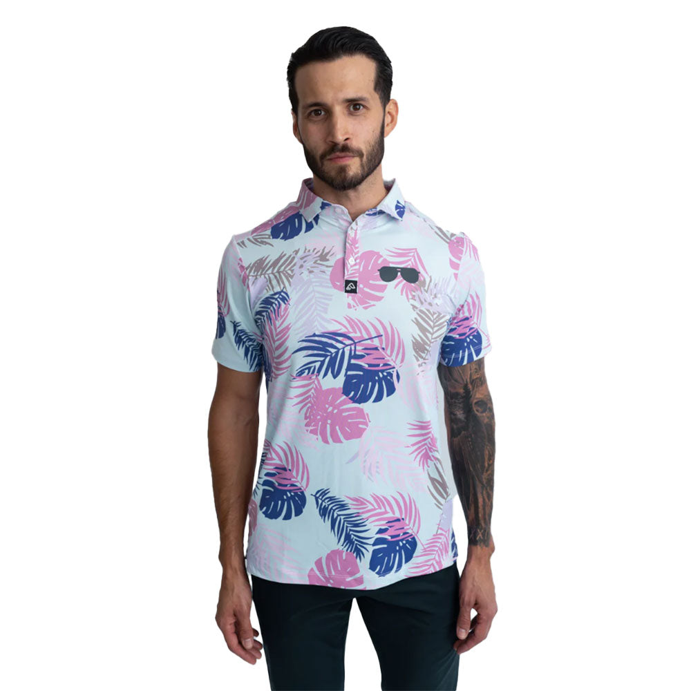 Easy Eagle Tropic Vibes Men's Golf Polo Shirt - Breathable Quick-Dry Performance Tee for Golf, Tennis & Casual Wear