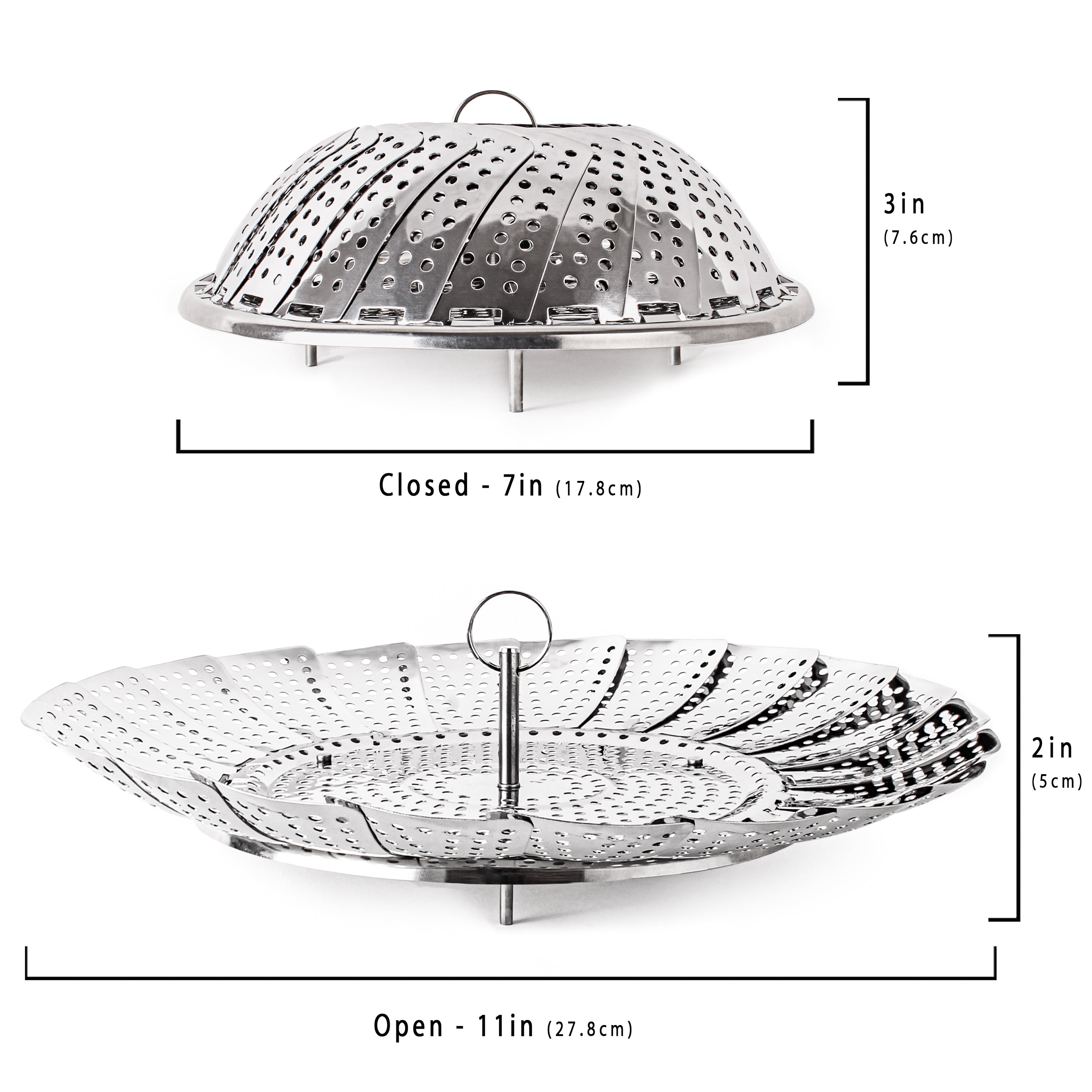 BergHOFF Premium Stainless Steel 12-Inch Steamer Basket for Vegetables, Dumplings & Seafood | Durable Cooking Insert for Pots & Pans | Perfect for Healthy Meals & Meal Prep