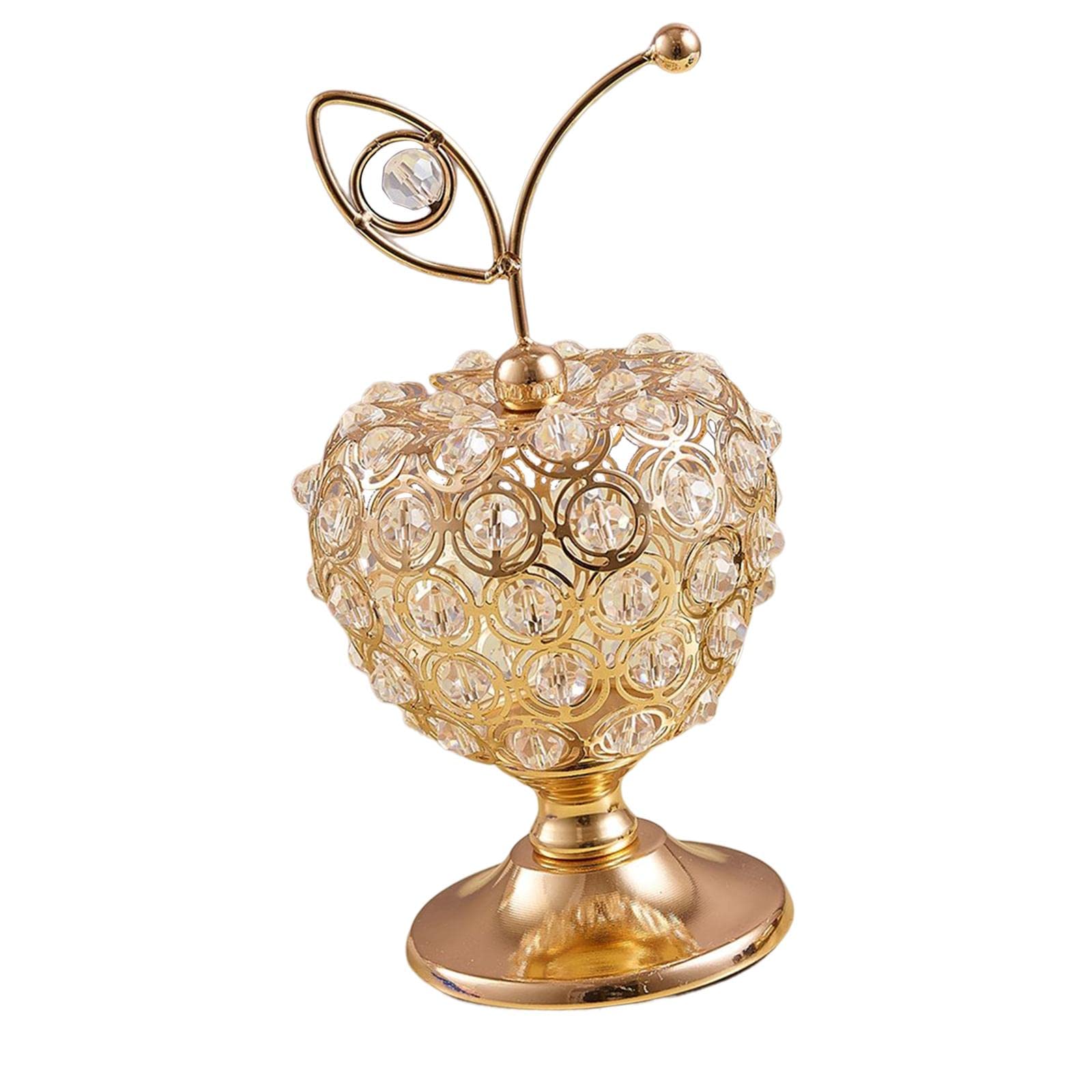 MagiDeal Crystal Ornament Statue - Gold Artificial Fruit Figurine, Nordic Style Table Centerpiece Decor Sculpture for Home, Wedding, Party | Elegant Holiday & Festival Decoration, Perfect Gift Idea
