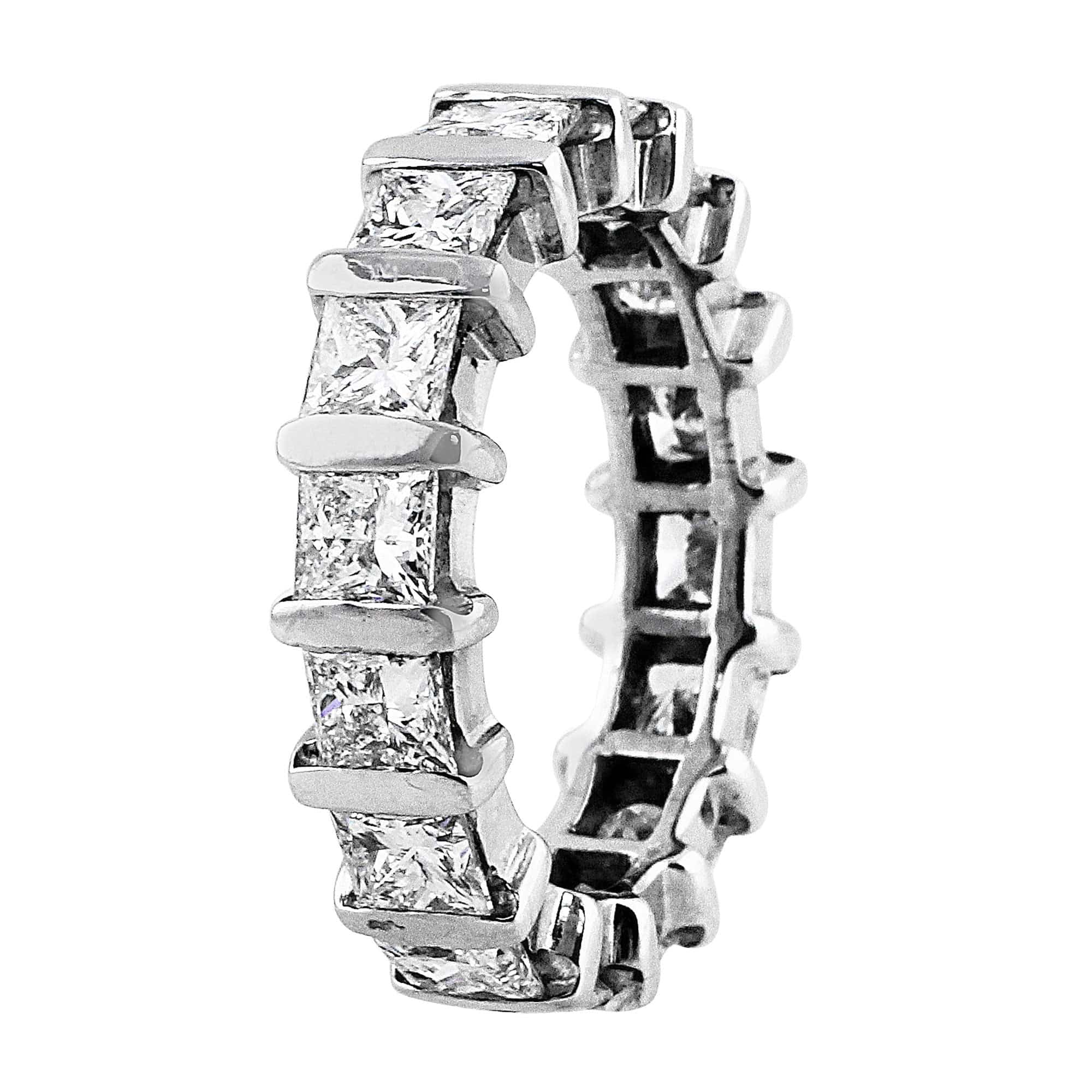 18K White Gold Princess Cut Eternity Band Ring for Women - Perfect for Weddings, Anniversaries & Special Occasions