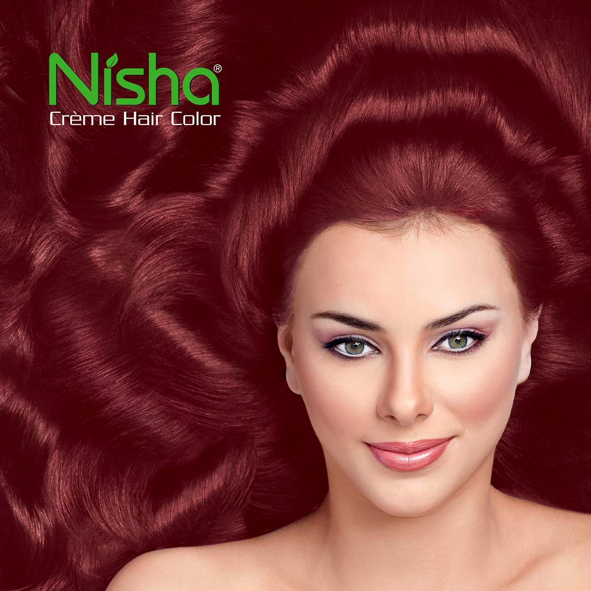 Nisha Creme Hair Color - Permanent Burgundy Hair Dye with Natural Henna Extract | 100% Grey Coverage, Ammonia-Free, Silky & Shiny Results (60g + 60ml) | Perfect for At-Home Hair Coloring, Salon-Quality Results, and Vibrant Long-Lasting Color