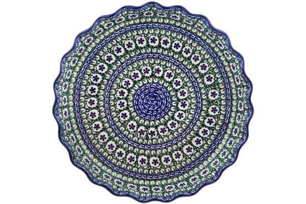 10-Inch Fluted Ceramic Pie Dish with Daisies and Tall Grass Design - Perfect for Baking, Serving, and Holiday Desserts