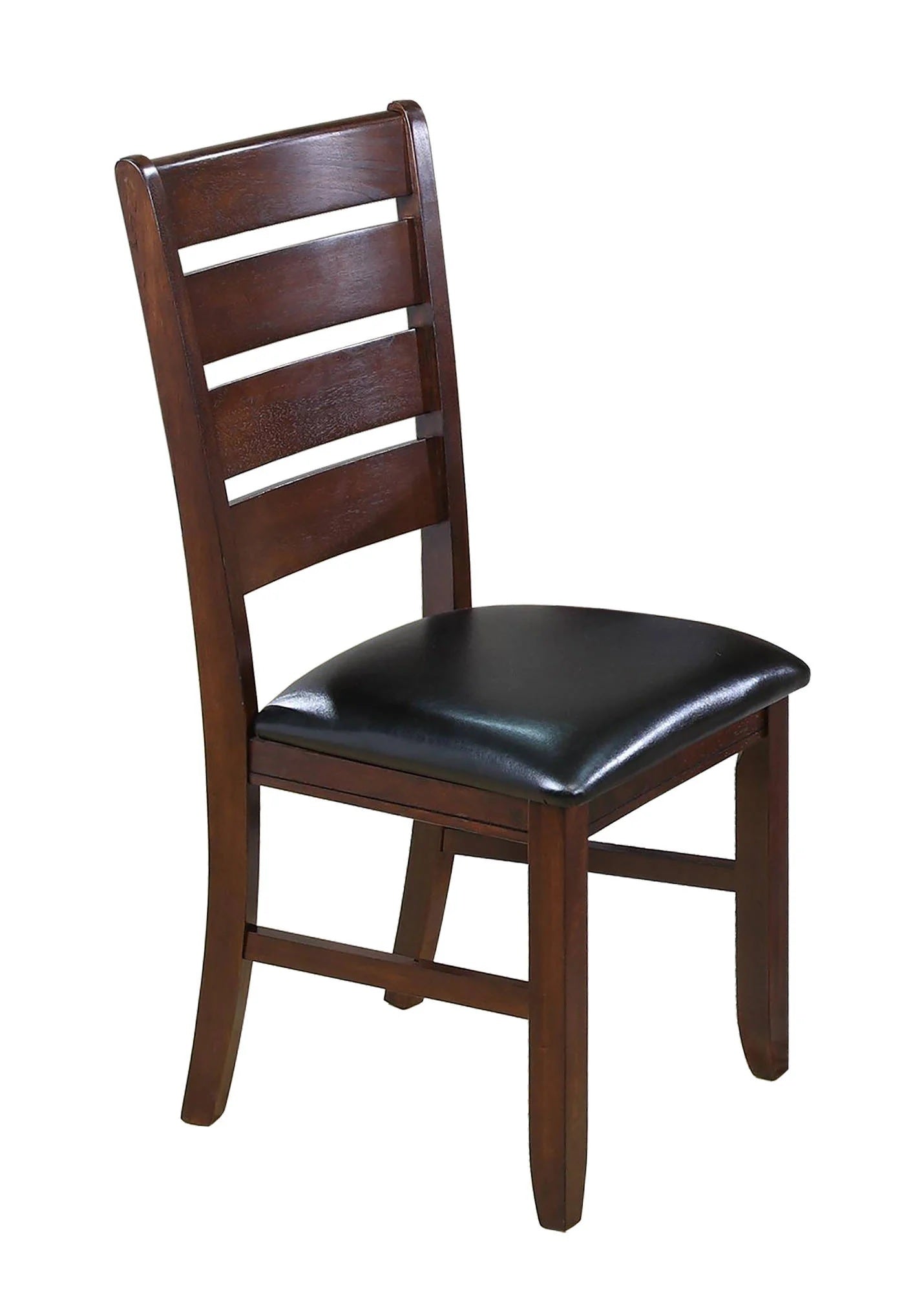 Modern Dining Chairs Set of 2 - Brown Espresso Finish Solid Wood with Faux Leather Cushions - Kitchen & Dining Room Furniture for Home, Restaurant, and Office Use