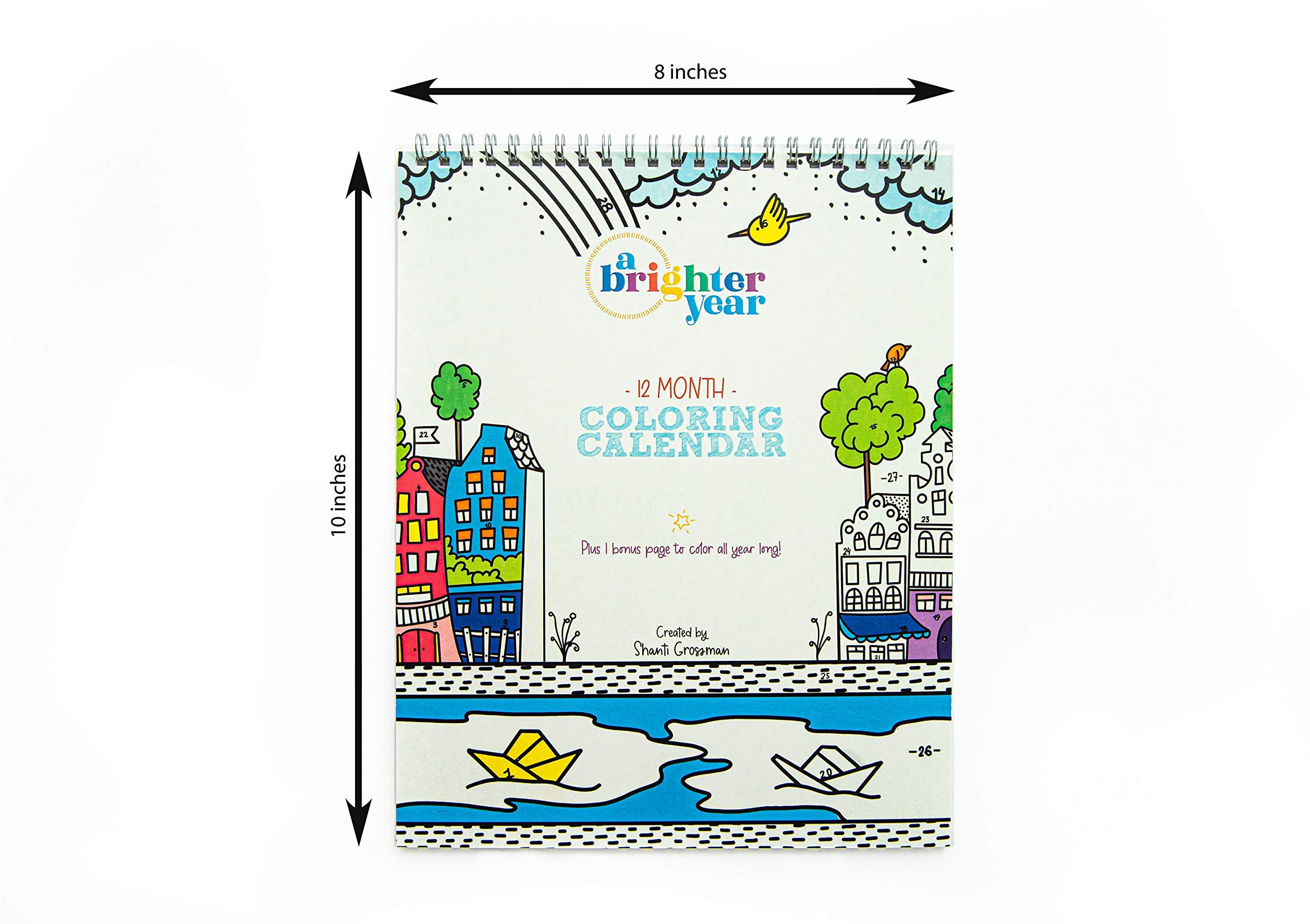 Creative & Mindful 12-Month Undated Coloring Calendar for Adults & Kids - Thick Paper Lay Flat Design - Perfect for Stress Relief, Art Therapy & Family Bonding Activities