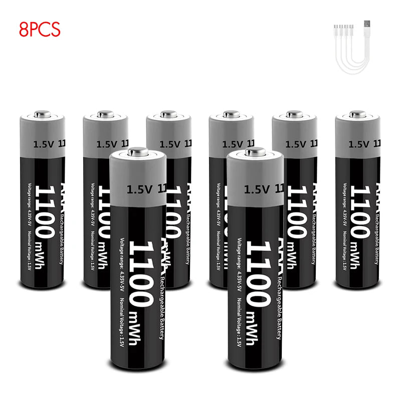 MATOV USB Rechargeable AA & AAA Lithium Ion Batteries - 3400mWh 1.5V AA Battery + 1100mWh 1.5V AAA Battery Pack for Cameras, Flashlights, Toys & Electronics