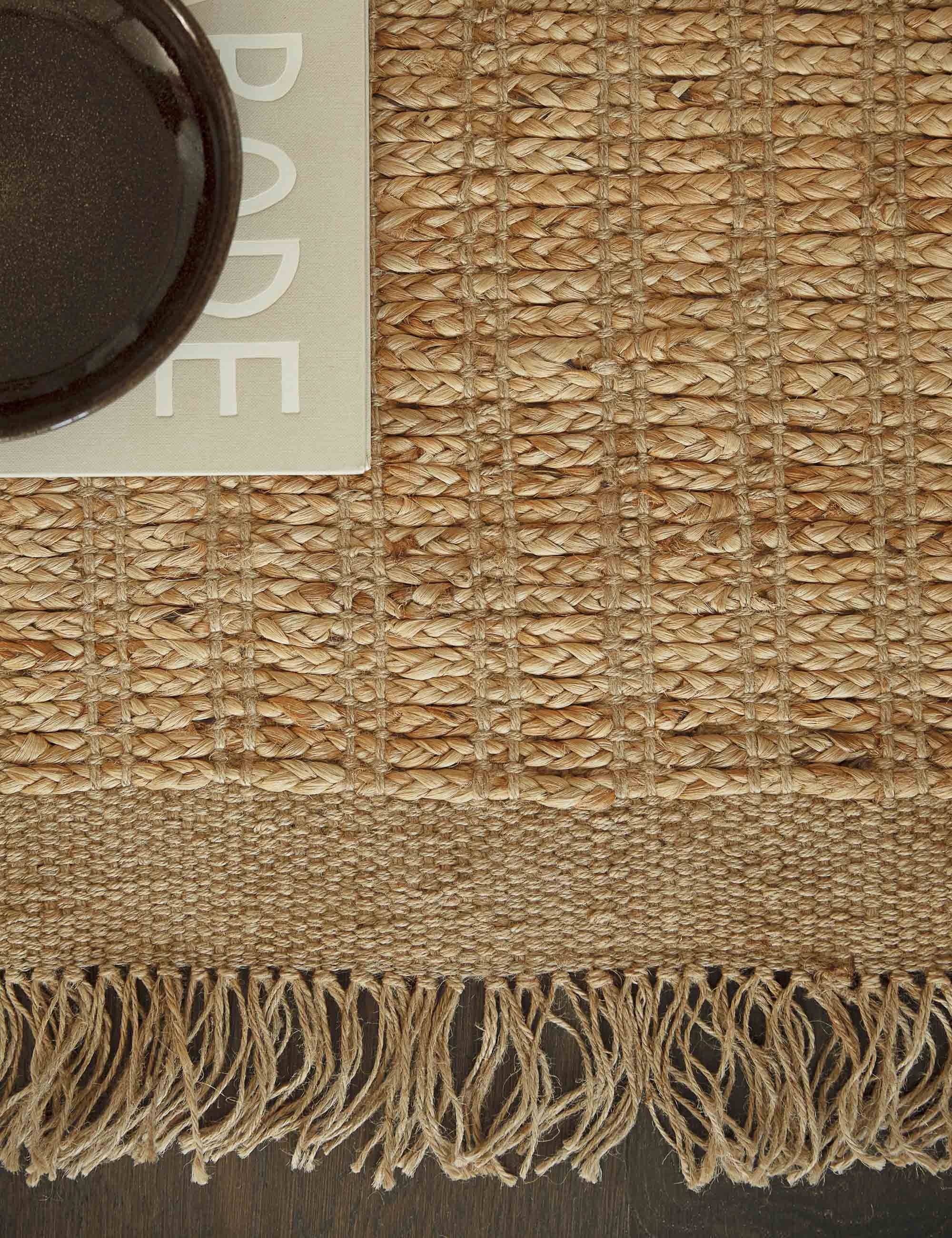 Bryn Handwoven Jute Rug Swatch 12x12 Inch - Natural Fiber Home Decor for Living Room, Bedroom & Boho Style Spaces