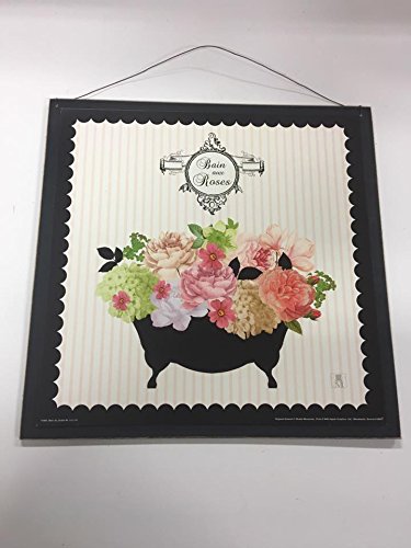 Rose Wooden Bathroom Wall Art - French Decor for Spa & Home