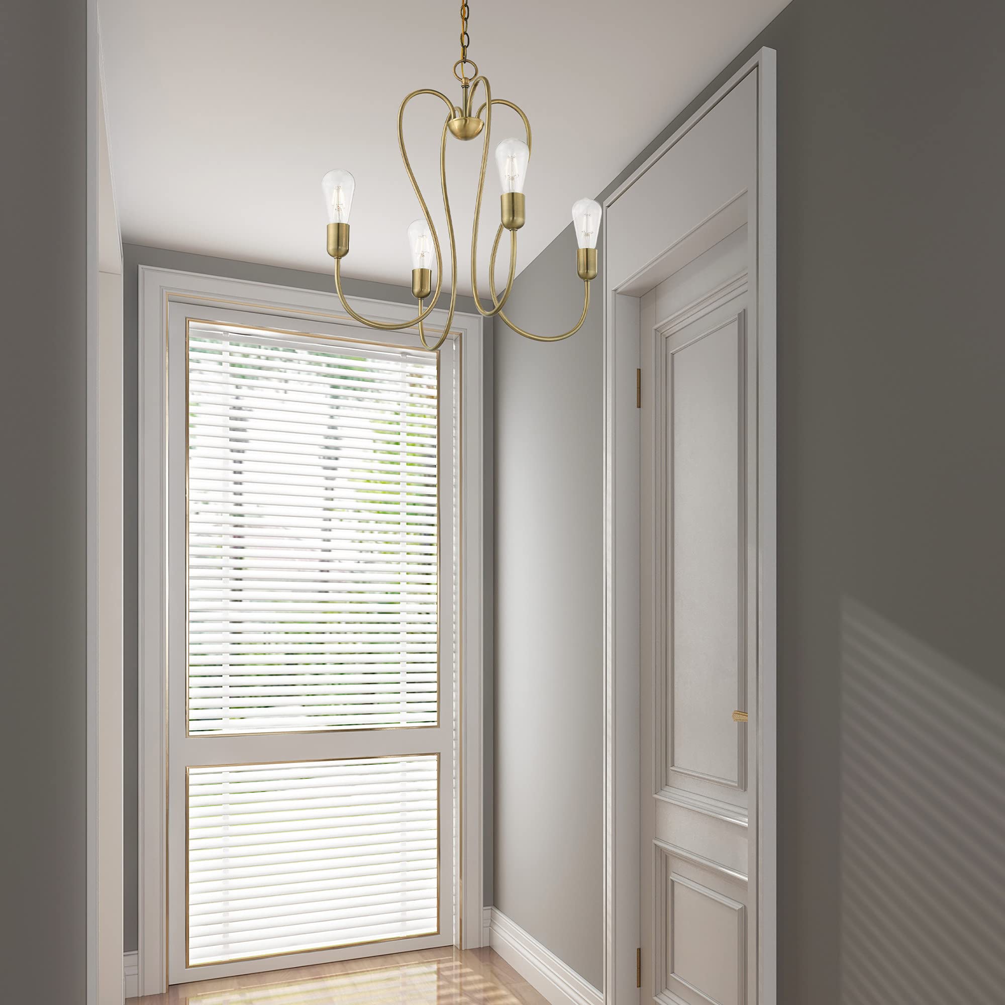 Livex Lighting 41364-07 4-Light Bronze Chandelier - Elegant Ceiling Fixture for Dining Room, Bedroom & Living Room Decor