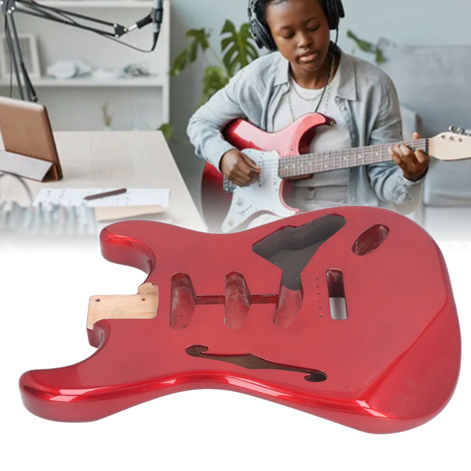 Solid Alder Wood Electric Guitar Body SSS - High Gloss Finish ST Style Guitar Body (GSB12ST Red) | Perfect for DIY Guitar Builders & Replacement Parts | Rock, Blues & Studio Performances