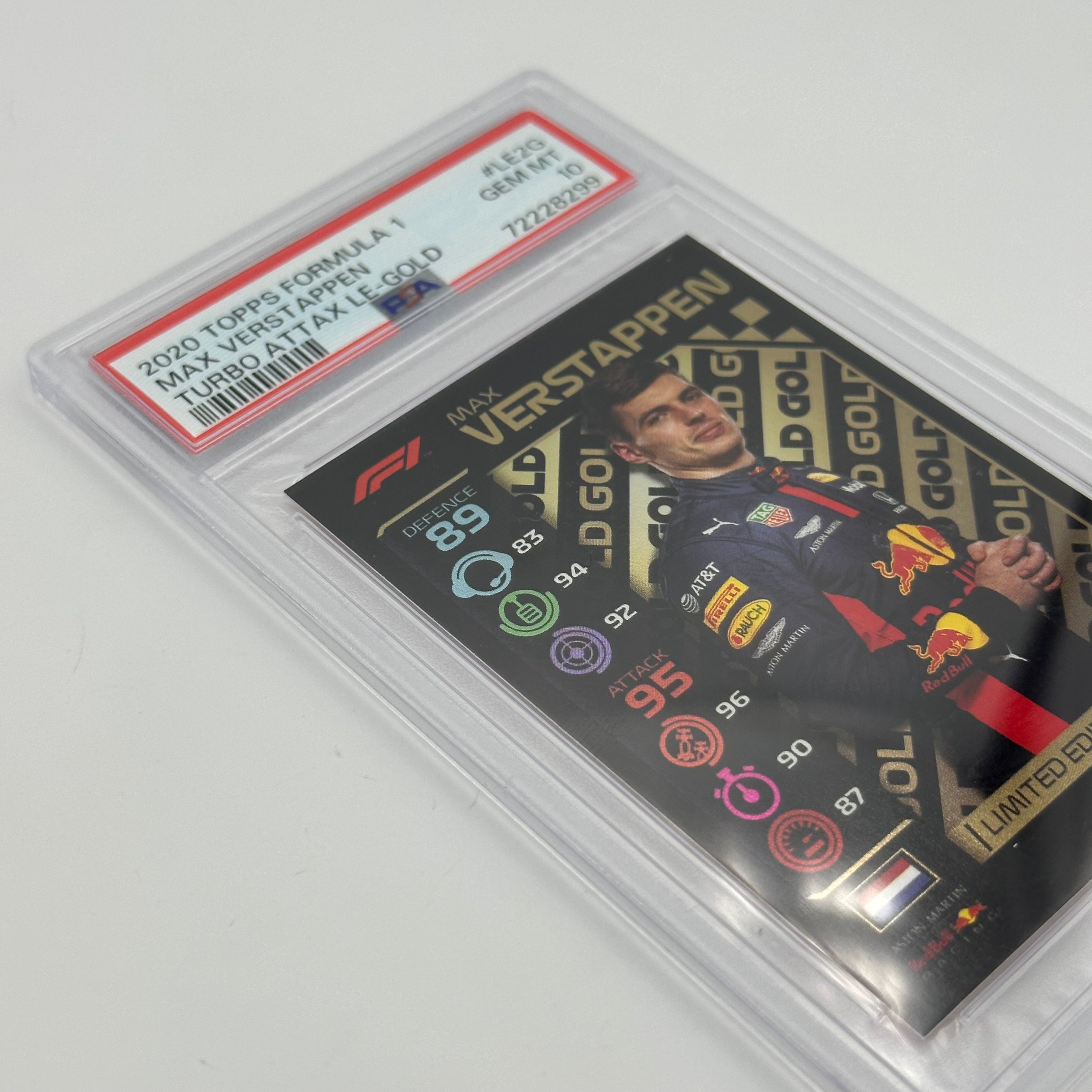 PSA 10 MAX VERSTAPPEN #LE2G Limited Edition Gold Trading Card - Rare Collectible for F1 Racing Fans & Sports Memorabilia Enthusiasts - Perfect for Display, Investment, and Gifting