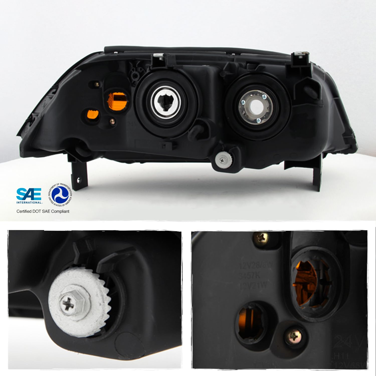 AKKON Direct Replacement Black Bezel Headlights for Acura MDX - Driver & Passenger Side Headlamps Pair (Perfect for Night Driving & Foggy Conditions)
