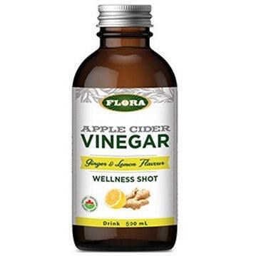 Organic Flora Apple Cider Vinegar with Ginger & Lemon - 500mL Detox Drink for Weight Loss, Digestion & Immune Support - Perfect for Morning Tonic, Salad Dressing & Wellness Shots