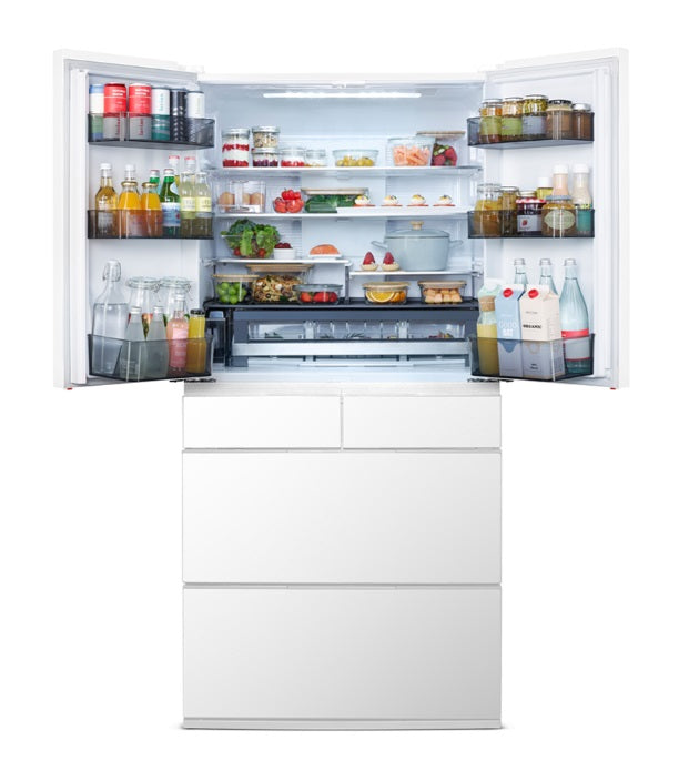 Hitachi R-GWC670TS XK/XW 525L 6-Door Refrigerator - Large Capacity French Door Fridge for Home, Kitchen & Restaurant Use