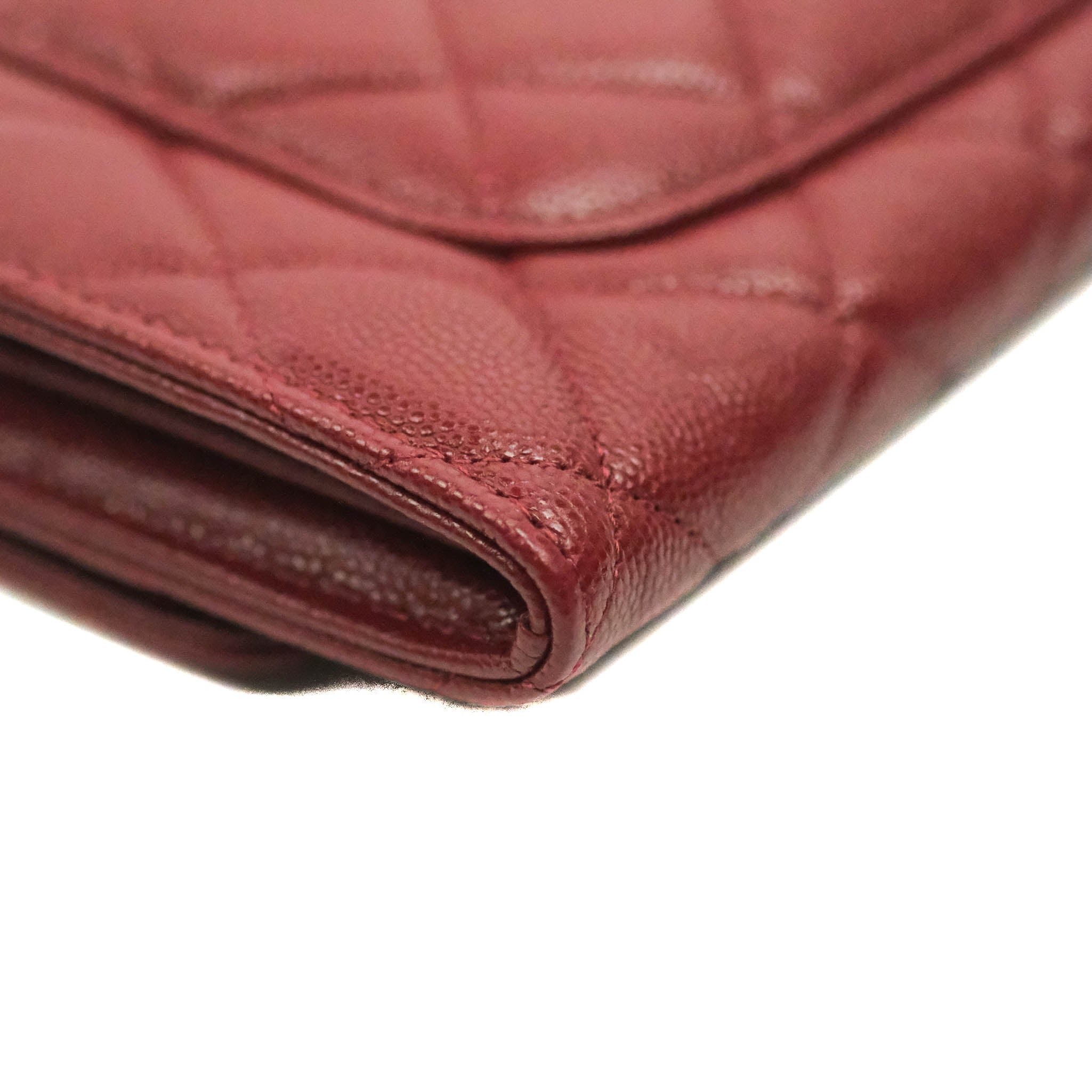Chanel Caviar Quilted Long Flap Wallet in Burgundy with Gold Hardware - Luxury Leather Wallet for Women, Perfect for Everyday Use and Special Occasions