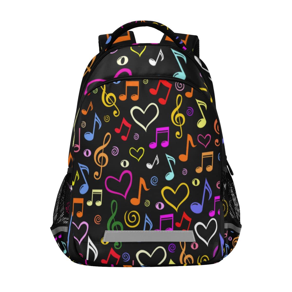 Glaphy Colorful Musical Notes Backpack with Reflective Stripes - Lightweight Laptop School Book Bag for Men, Women & Kids - Perfect for Commuting, Travel & Daily Use