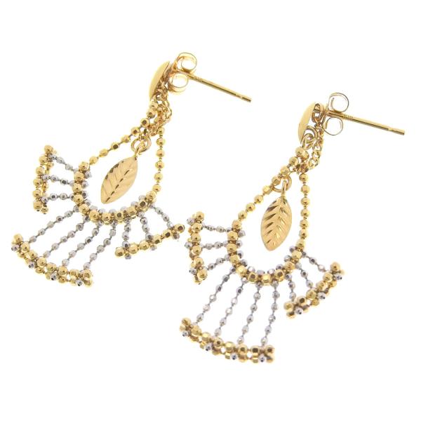 18K Gold Leaf Dangle Earrings for Women - Vintage Style Drop Earrings for Party, Wedding & Everyday Wear