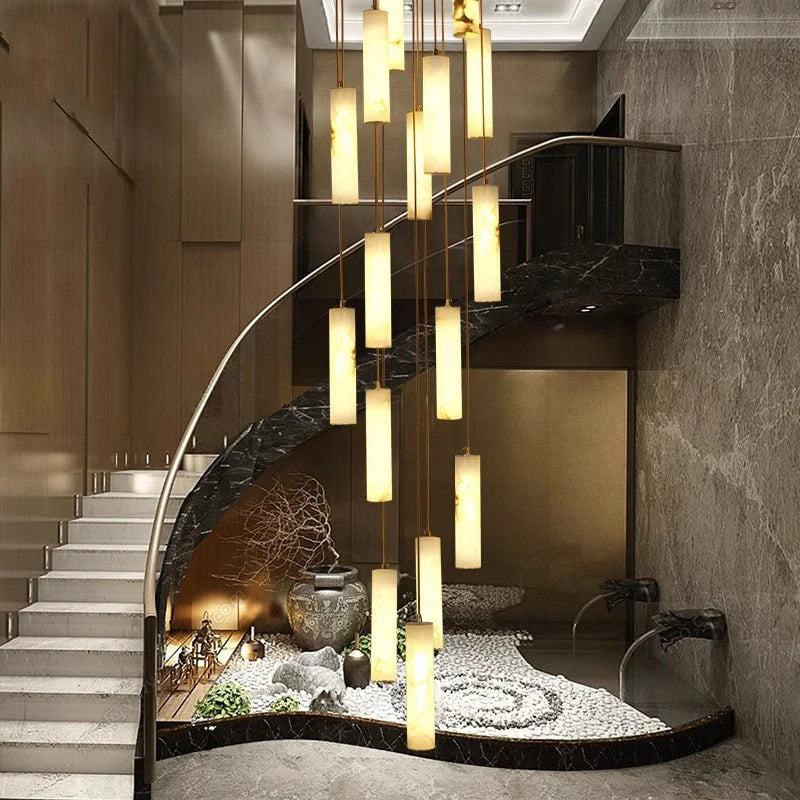 Darlen Modern Staircase Chandelier - Elegant Crystal Pendant Lighting for Hallway, Foyer & Stairwell | Perfect for Contemporary Home Decor & Luxury Interior Design