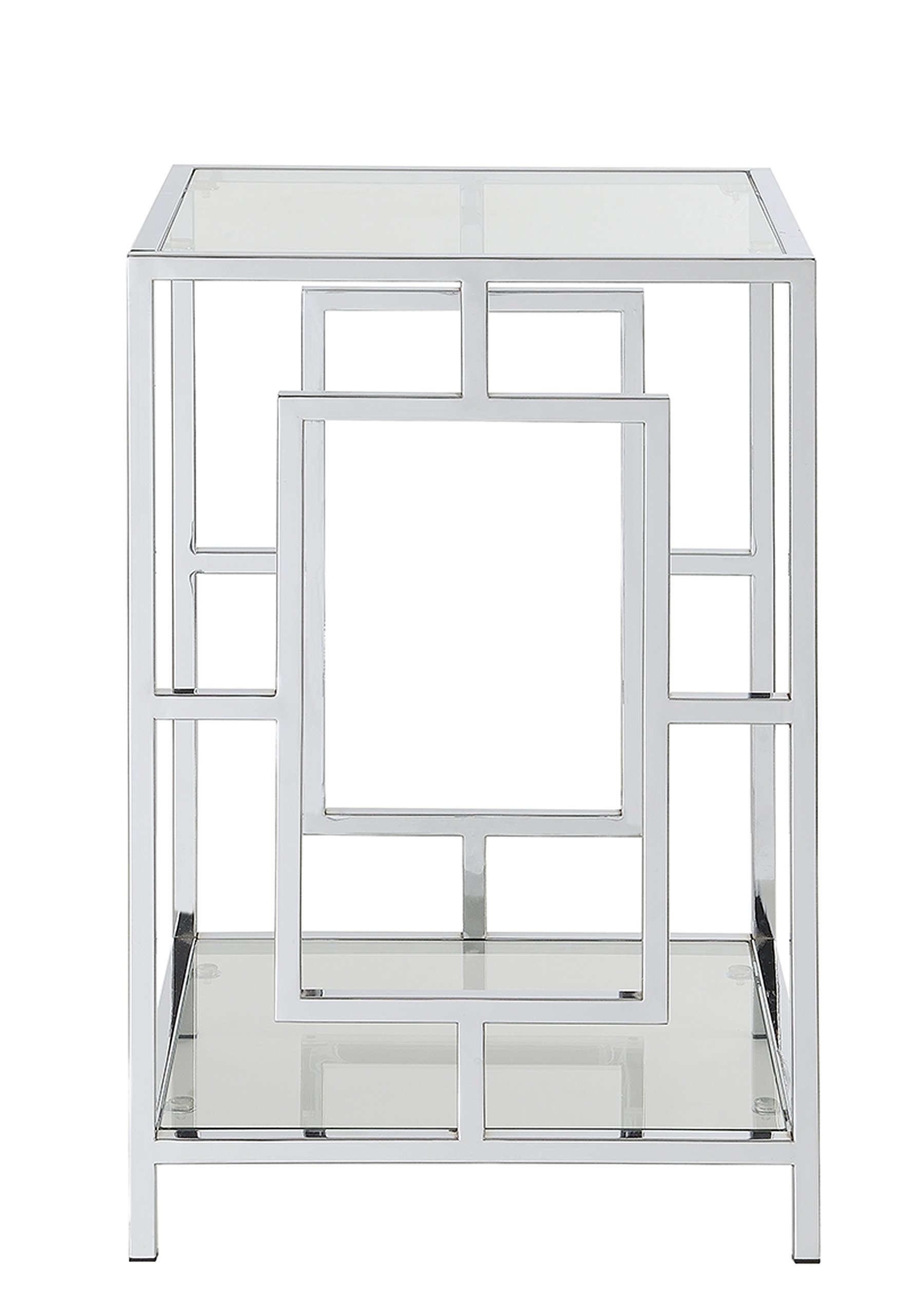 Modern Glass & Chrome End Table - 15.75