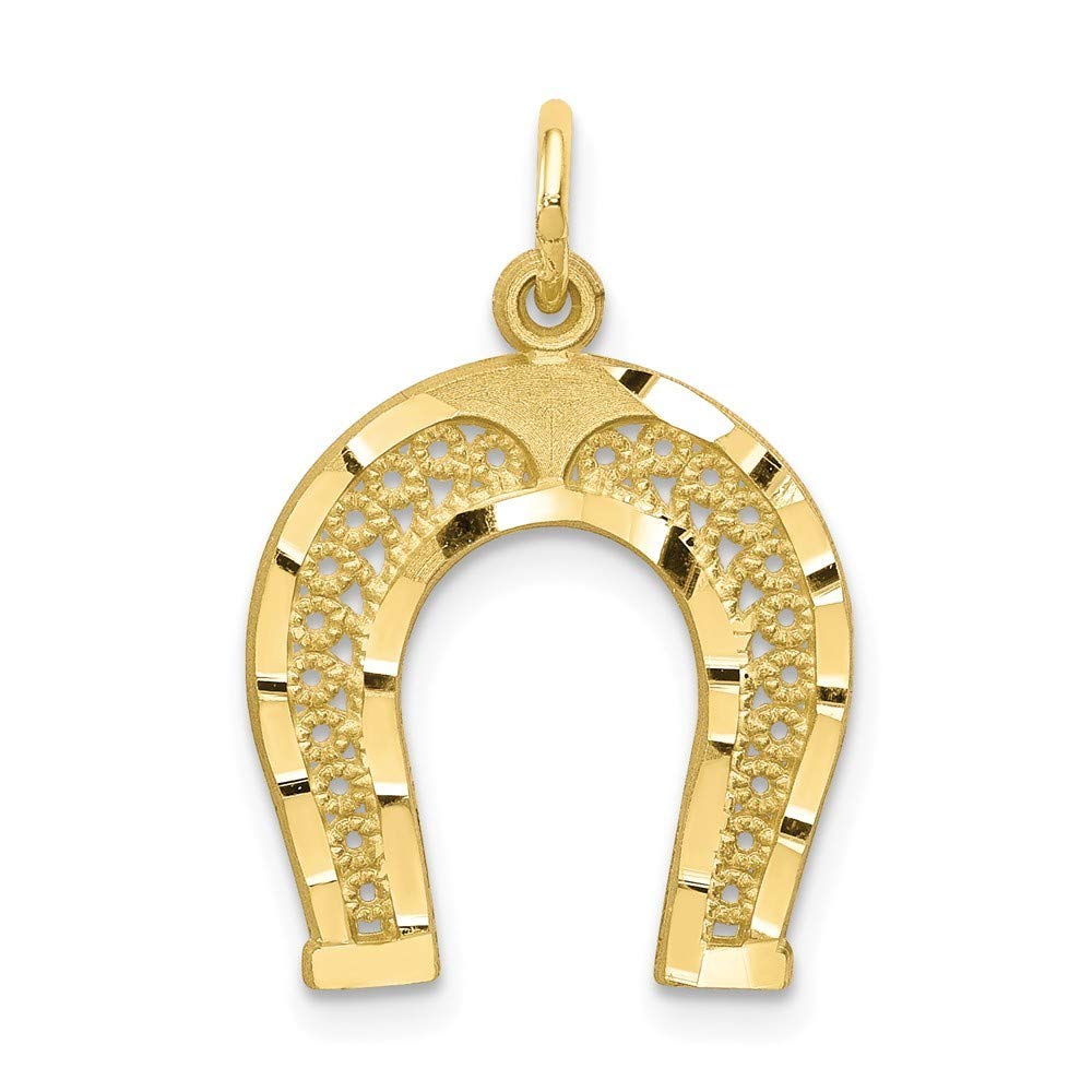 10K Yellow Gold Horseshoe Charm Pendant - Roy Rose Jewelry for Good Luck & Protection - Perfect for Birthdays, Anniversaries & Everyday Wear